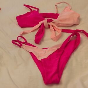 SHEIN Pink and Light Pink Bikini Set